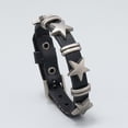 thumbnail image 4 of JO WISDOM Punk Leather Cuff Bracelet Adjustable Rock Alloy Star Studded Bracelet Belt Buckle Wristband Bracelet For Men, Women, 4 of 6