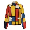 thumbnail image 5 of Jackets for Women Winter Coat Jackets Flannel Stand Collar Jacket(Mondrian Inspired,Size:S-4XL), 5 of 7