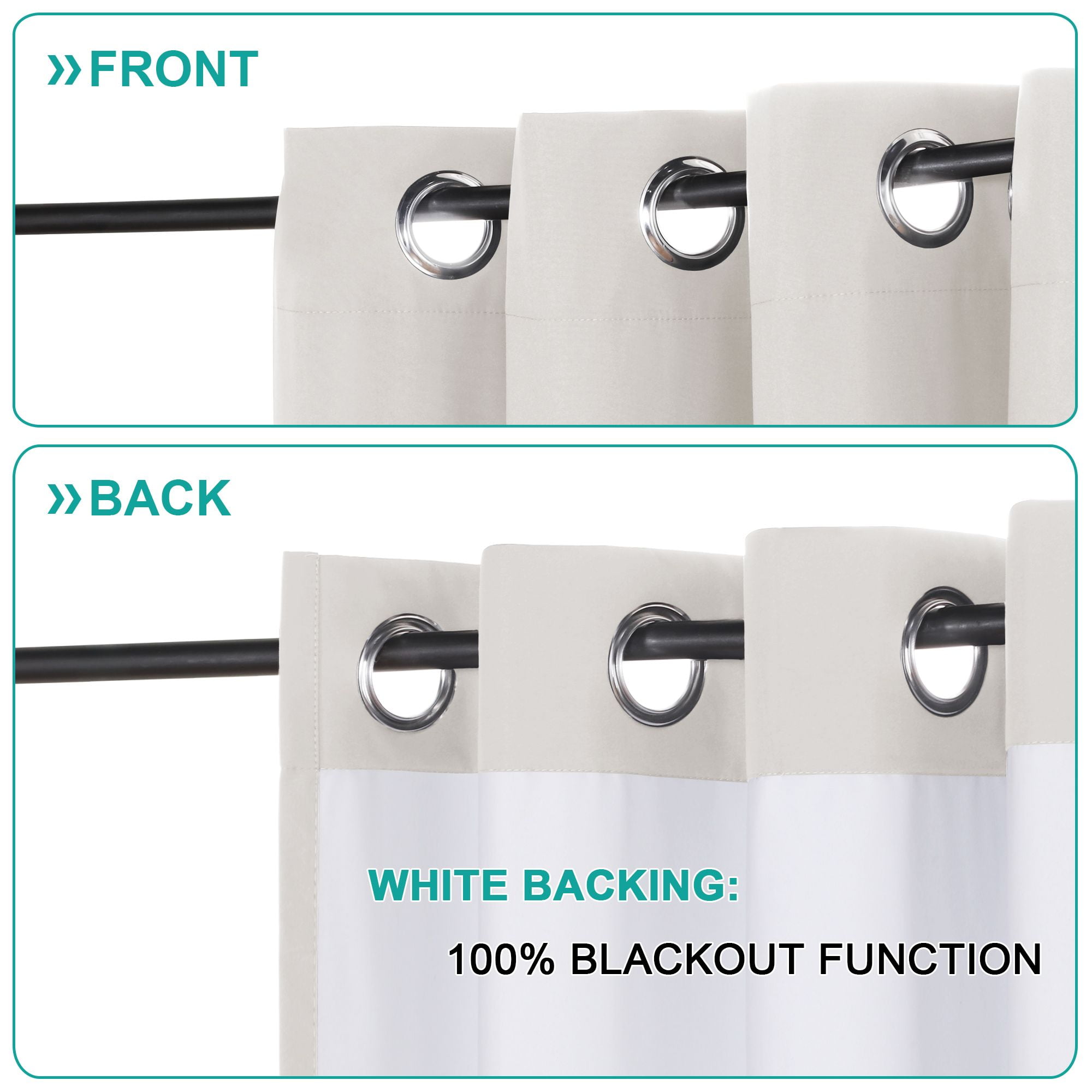 PrimeBeau Blackout Thermal Insulated Curtain Panels 108" Inches Long, Set of 2, Natural
