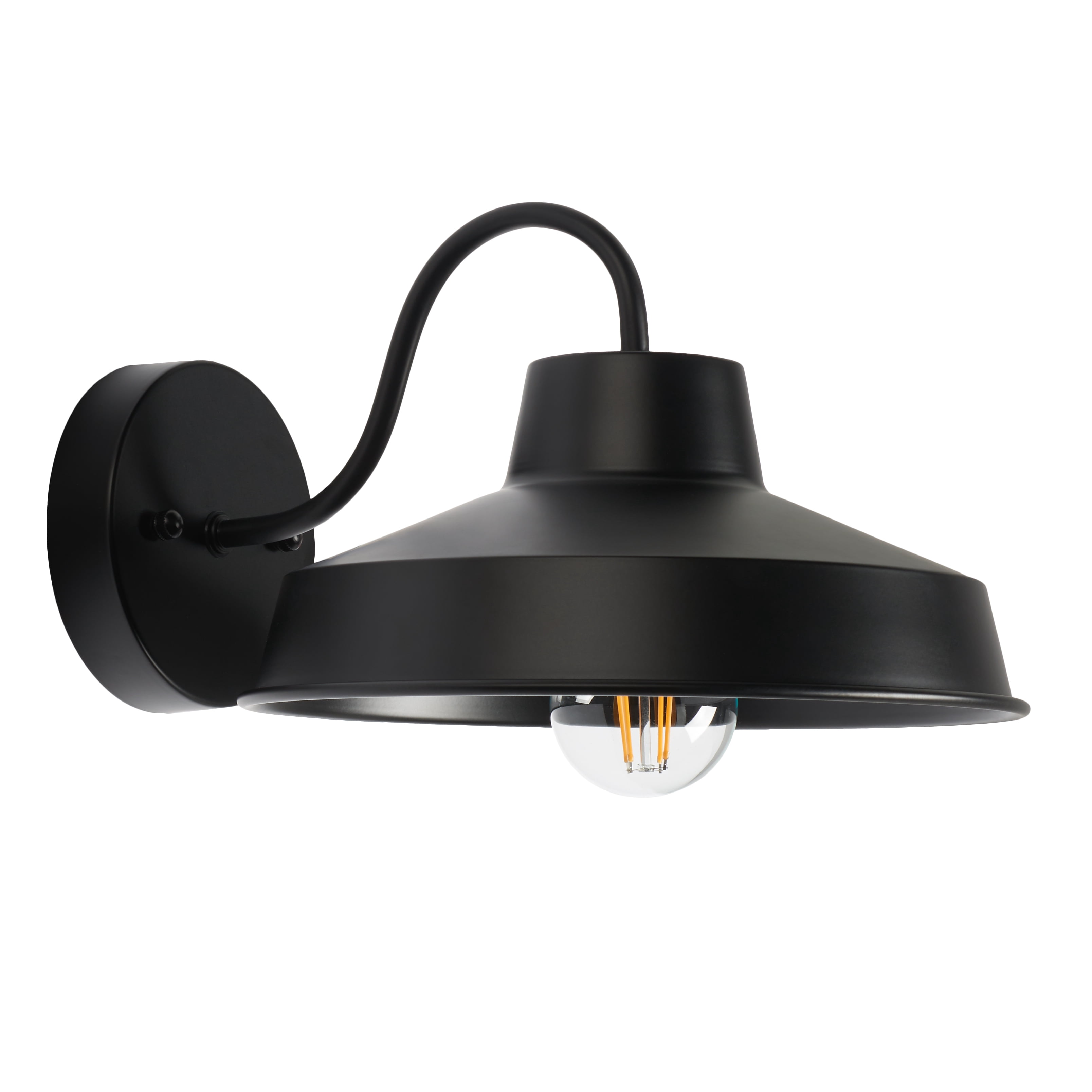 SAFAVIEH Quarry 2-Light A19 Black Steel Wall Sconce with Black Shade, Set of 2
