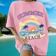 thumbnail image 2 of Womens T Shirts Loose Fit Summer Tops Casual Crew Neck Oversize Short Sleeve Style Women's T-Shirts Graphic Tees Pink M, 2 of 4