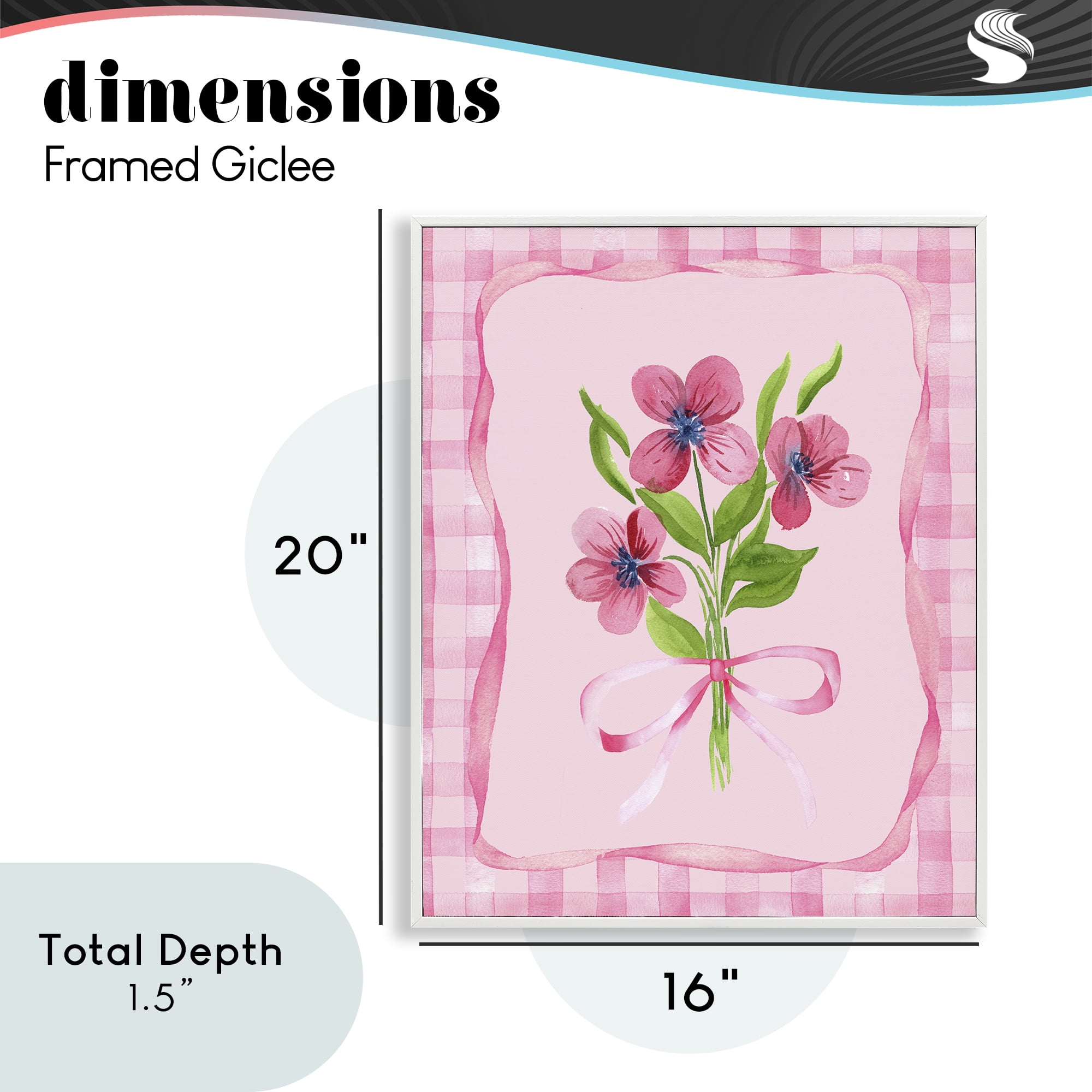 Pink Bordered Flower Bundle White Framed Giclee Art, design by Nina Jacobs
