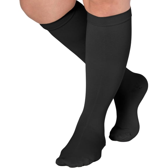 1Pairs Plus Size Compression Socks for Women & Men 15-20mmHg - Wide Calf Compression Support Socks for Nurse, Travel, Flight, airplane, Work, Running, Hiking, Sports