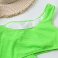 thumbnail image 6 of AOMPMSDX Summer Womens Swimsuits Solid Color Ruffle Sexy One Shoulder Waist Cutout Bikini Summer Holiday Beach Wear Green M, 6 of 6