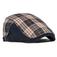 thumbnail image 3 of UDIYO Plaid Print Patchwork Color Adjustable Buckle Beret Hat Flat Peaked Male Forward Cap, 3 of 7