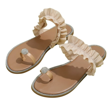 

Eudgs Ladies Summer Casual Rhinestone Set Toe Elastic Strap Flat Bottom Beach Large Size Sandals Slippers Home Sandals for Women Women Sandals Size 8 Wide Women s Dressy Sandals Sandals for Women