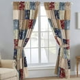 thumbnail image 2 of Cozy Line Hyler Navy Red Floral Paisley Real Patchwork Window Curtains with Tie Backs Set, 84" x 50", 2 Panels, 2 of 4