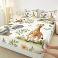 thumbnail image 4 of Feelyou Cute Elephant Print Twin Sheet Sets for Kids, Jungle Giraffe Monkey Twin Fitted Sheet, Kawaii Zoo Animal Flat Sheet, Microfiber Bedroom Decor, 3-Piece, 4 of 8