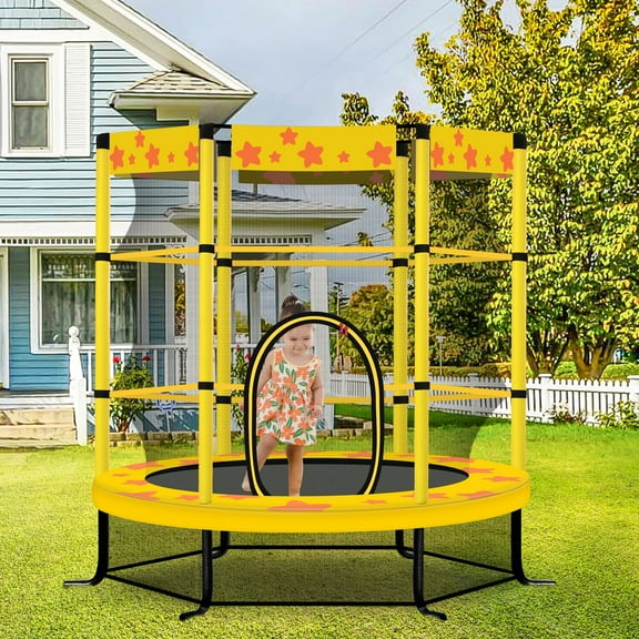 55" Kids Trampoline, SEGMART Toddler Trampoline with Enclosure Safety Net, Outdoor Indoor Backyard Recreational Trampoline for Kids, Toddlers, Baby, Small Trampolines for kids, Birthday Gift