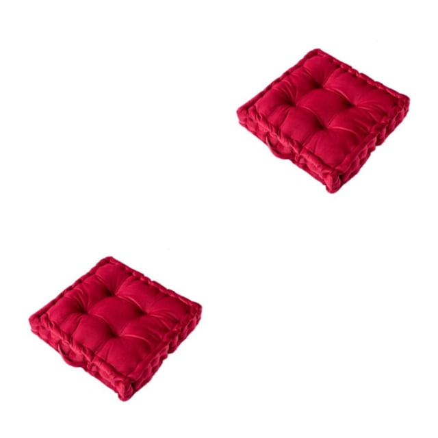 Matsuzay Cojín cuadrado para asiento, cojín para silla, alfombrilla para suelo de sofá, antideslizante, elástico, para oficina, balcón, Rojo 42*42*9cm 2Conjunto