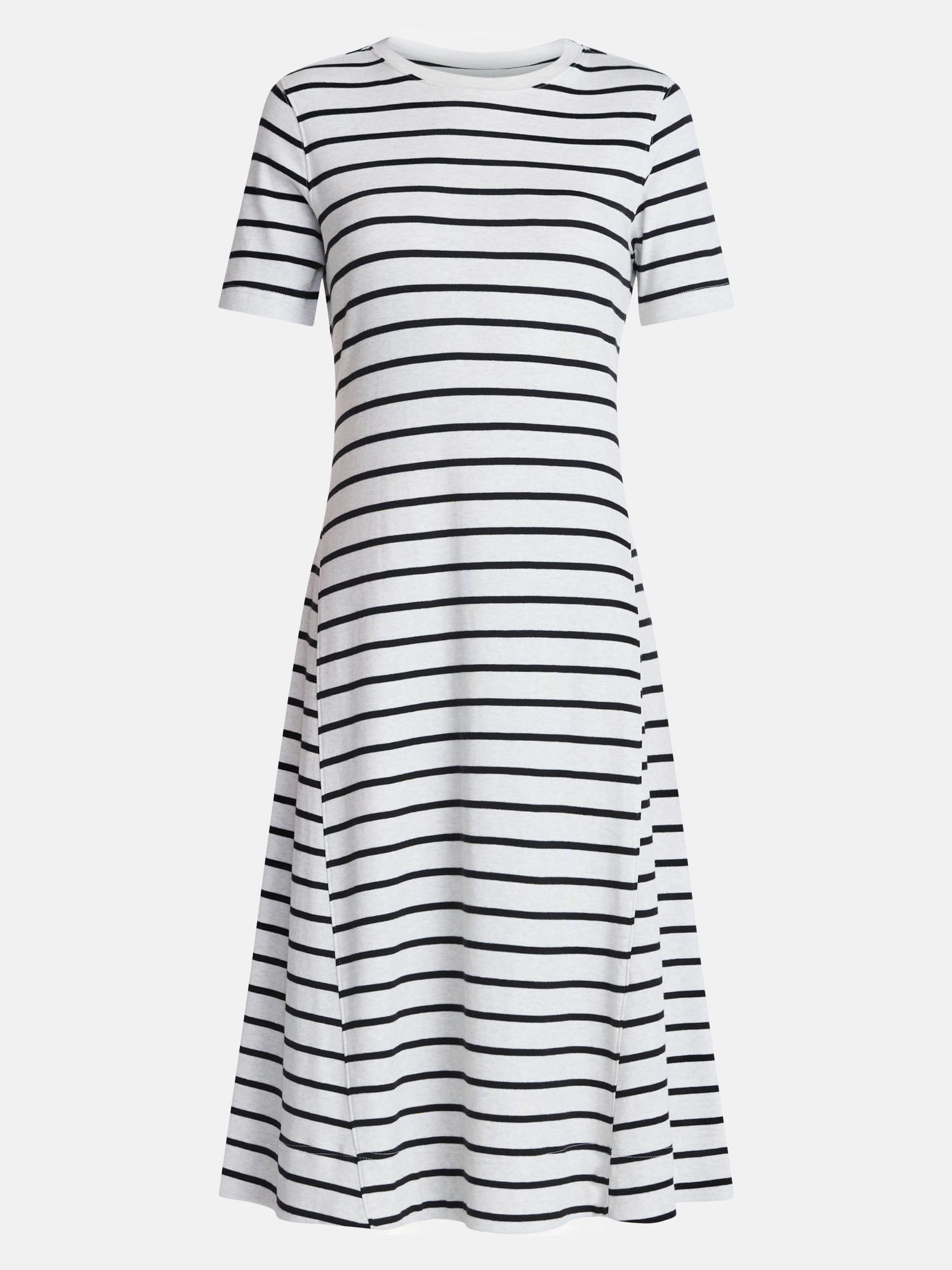 Time and Tru Women's and Women's Plus Seamed Cotton Midi Dress, Sizes XS-4X