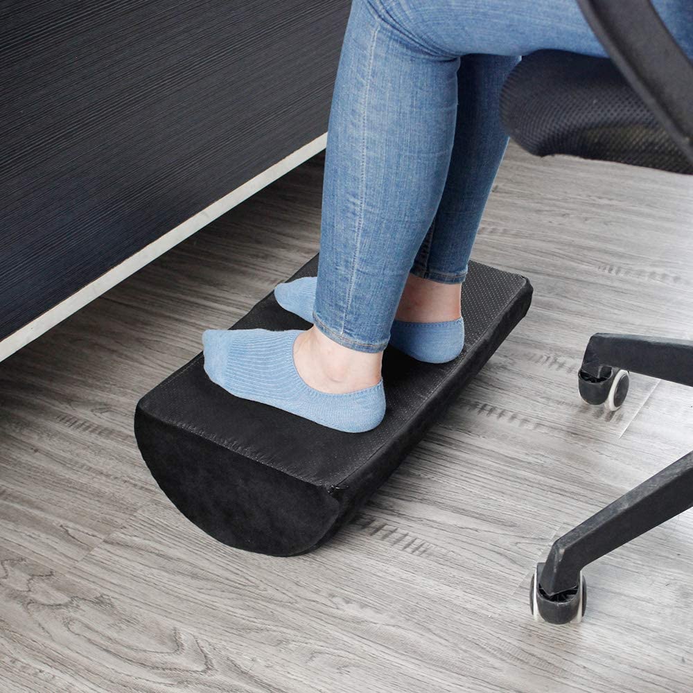 Ergonomic Foot Rest Cushion Under Desk with High Rebound Ergonomic Foam Non-Slip Half-Cylinder Footstool Footrest Ottoman for Home Office Desk Airplane Travel (Black) - image 4 of 8