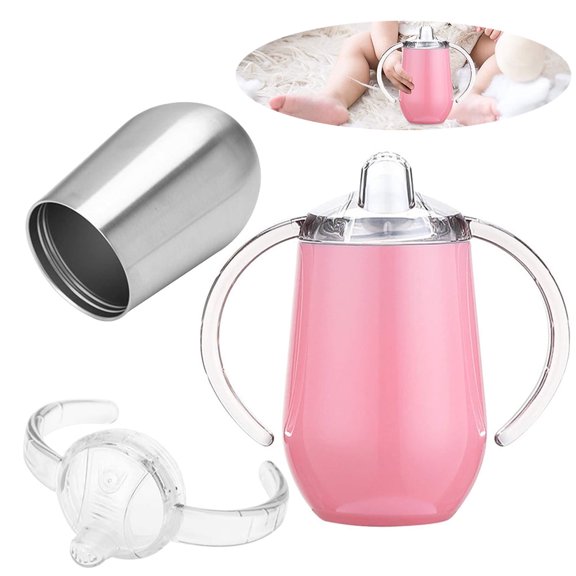 EIMELI Stainless Steel Thermos Cup With Sippy Children Double Wall Vacuum Insulated Tumbler 10 oz BPA Free Baby Mug Tumbler for Water and Milk Bottle