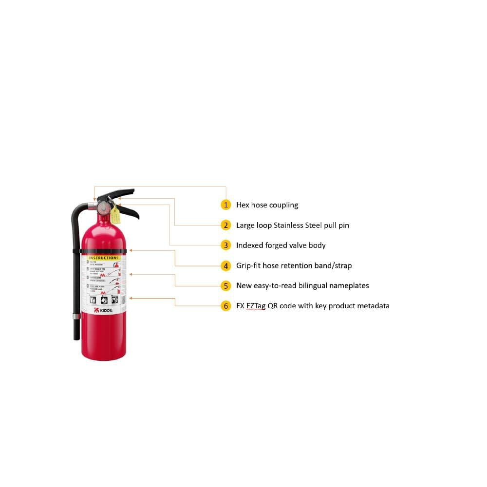 Kidde 408-21032149 Pro Multi-Purpose Fire Extinguisher, ABC Fire Type, 10 lbs Capacity