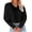 Black, variant on Women Long Sleeve Solid Color V Neck Cropped T Shirts Crop Tops
