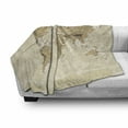 thumbnail image 2 of Map Soft Flannel Fleece Blanket, Vintage Style Old World Mapping Along Continents Country National Ocean Cities Atlas, Cozy Plush for Indoor and Outdoor Use, 50" x 60", Tan and Beige, by Ambesonne, 2 of 5