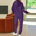 thumbnail image 5 of WTOBBY Women's Solid Color Long Sleeve Top and Athletic Pants Sportswear Two Piece Set, Casual Comfortable Lounge Outfit for Gym and Home,Dark Purple XL, 5 of 7