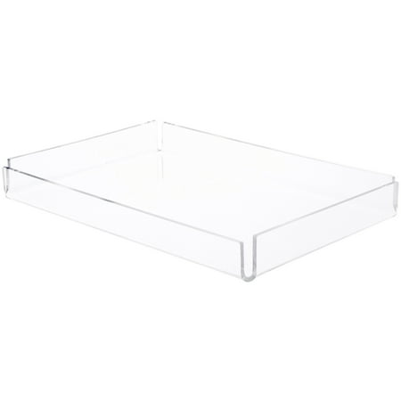 Plymor Clear Acrylic Open Corner Merchandise Display Tray, 8.375" W x 12.375" D x 1.43" H (2 Pack)