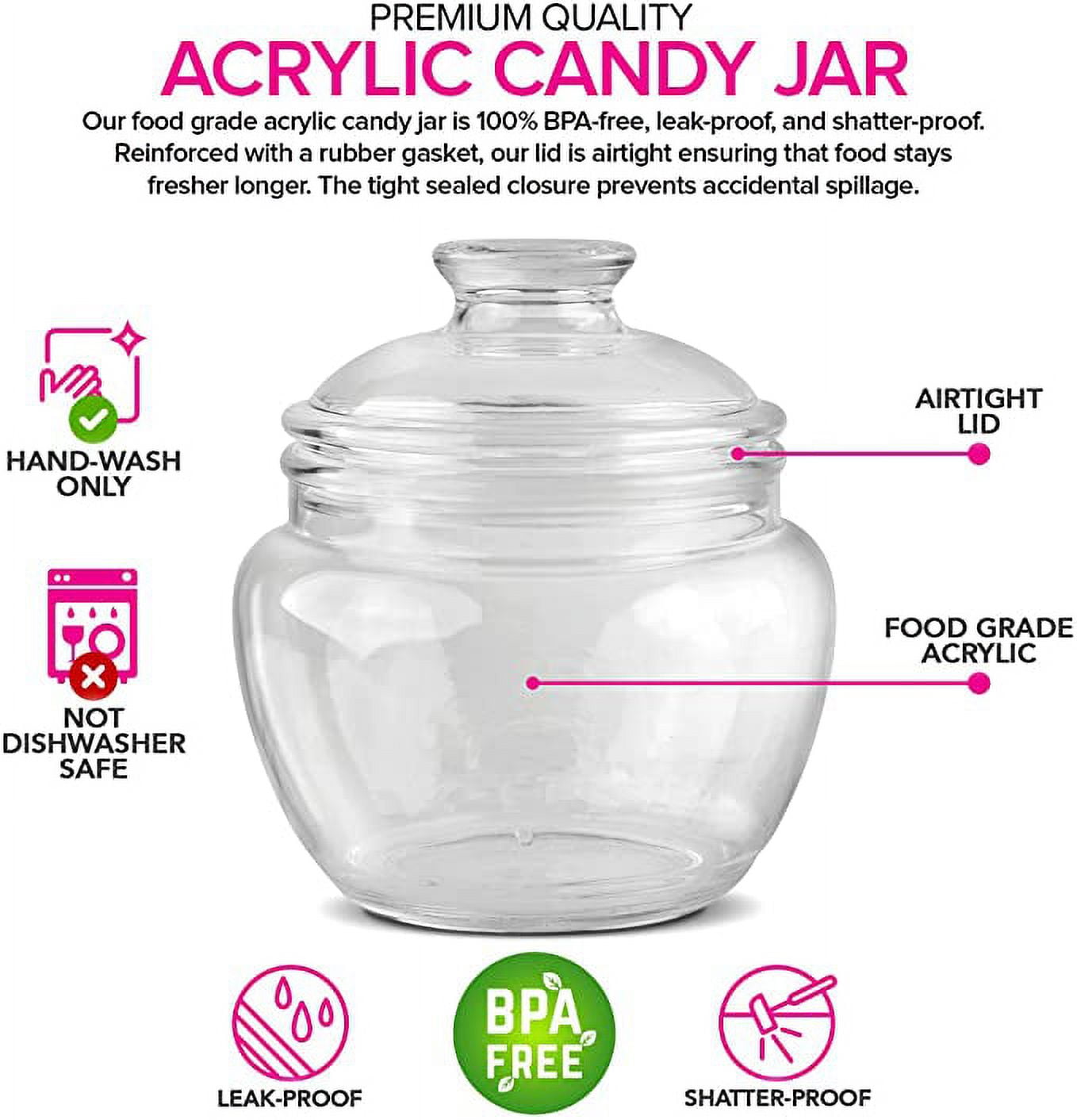 Vinkoe Kitchen Cookie Jar, Clear Acrylic Airtight Jar for Nuts, Cookies,  Candy, Chocolate, 40 OZ