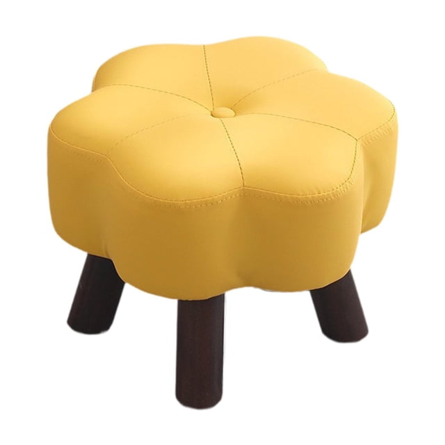 Reposapiés de pétalos para niños, elegante puf con almohadillas inferiores silenciosas, reposapiés, taburete otomano para apartamento, mesita de noche amarillo