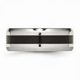 thumbnail image 3 of Solid Stainless Steel Black Enamel 8mm Men's Beveled Edge Wedding Band Ring Size 10.5, 3 of 7