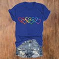 thumbnail image 2 of DondPO Women's T-Shirts Women's Rainbow Color Heart Casual Summer Short Sleeve Crew Neck Tee Shirts for Women Womens tops Blue L, 2 of 4