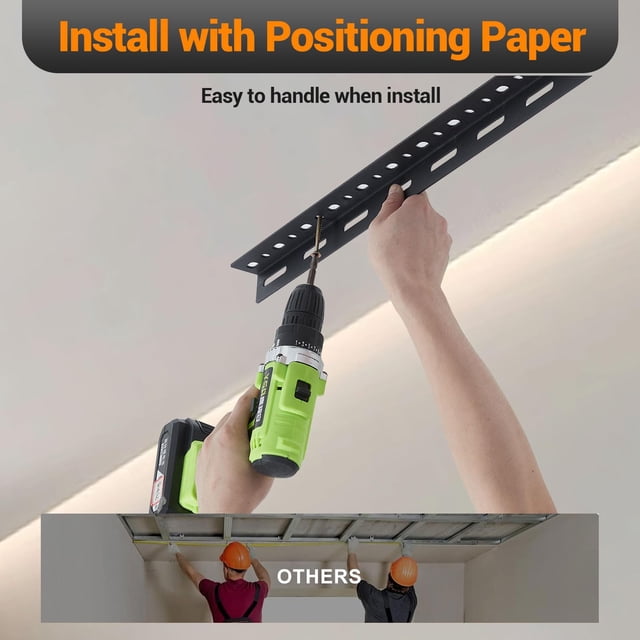 Kojooin 3 x 8 ft Overhead Garage Storage Rack, Heavy Duty Ceiling Storage System with Adjustable Height for Tools and Seasonal Items