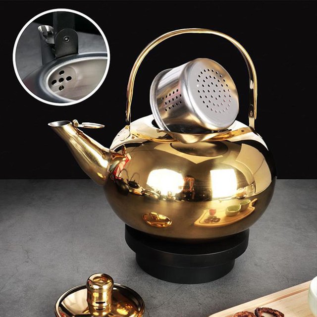 Coffee Pot Gifts Campfire Cook Pot Spout with Lid Stainless Steel Tea Kettle 1.6L