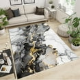 thumbnail image 2 of Distressed Black Grey Gold Marble Area Rug For Living Room, Modern Abstract Texture Rug For Entryway Bedroom Farmhouse Comfortable Standing Mat 5' x 7', 2 of 6