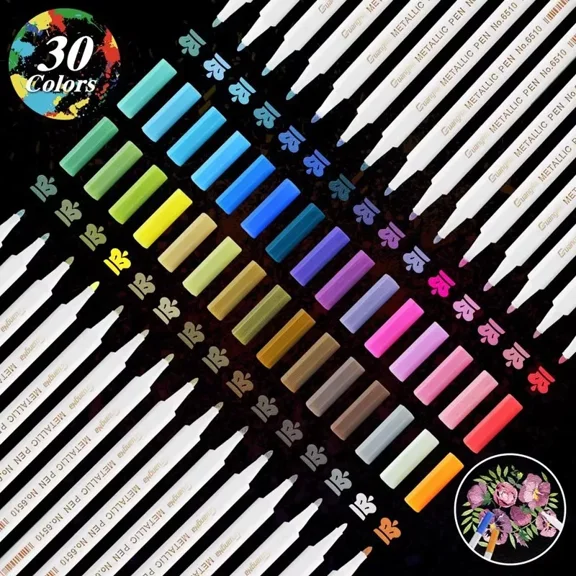 DIY Photo Album Metal Pen 30 Color Black Card Photo Graffiti Water-based Marker Pen Hand Copying High Gloss Pen 6510