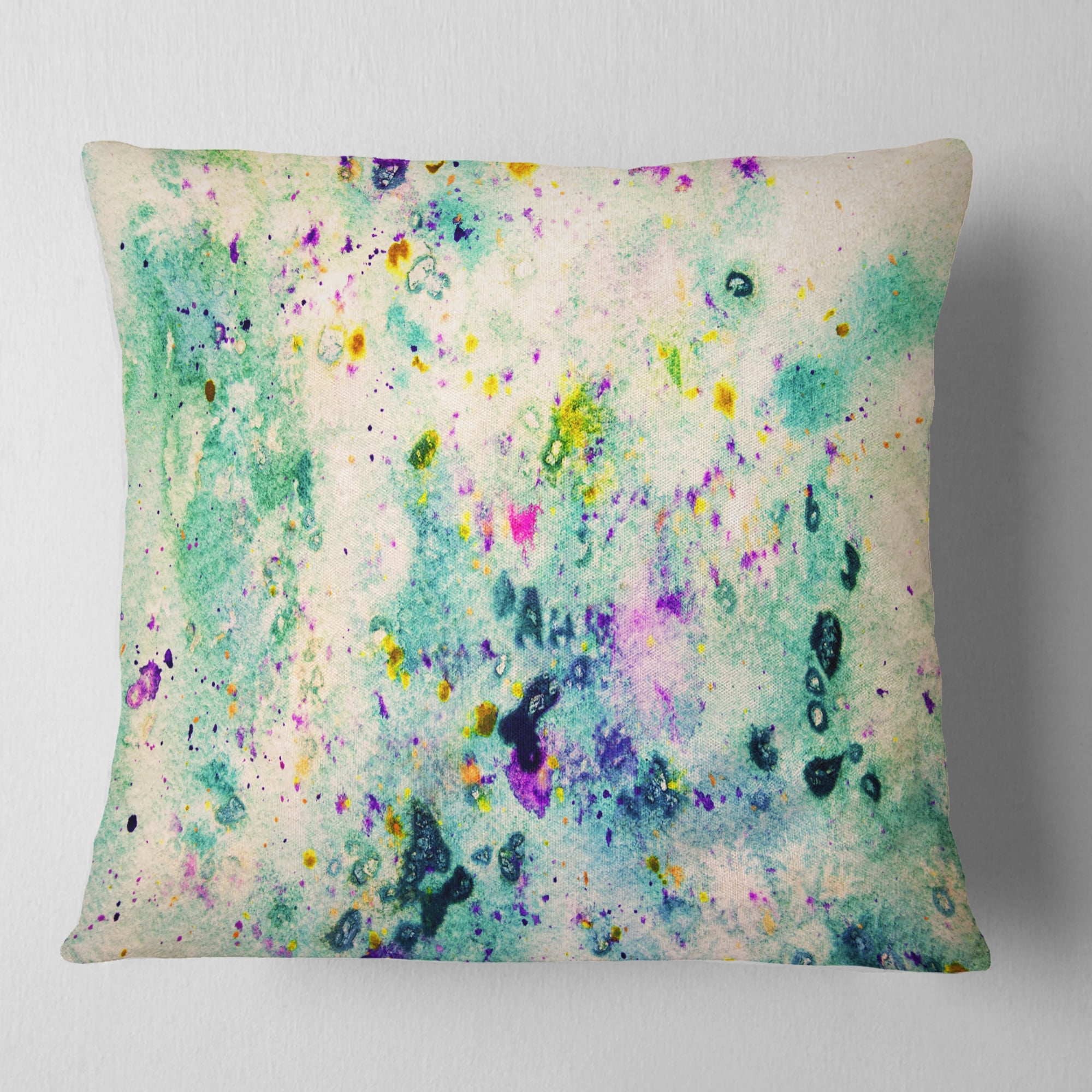 Designart Color Splatter - Abstract Throw Pillow - 16x16