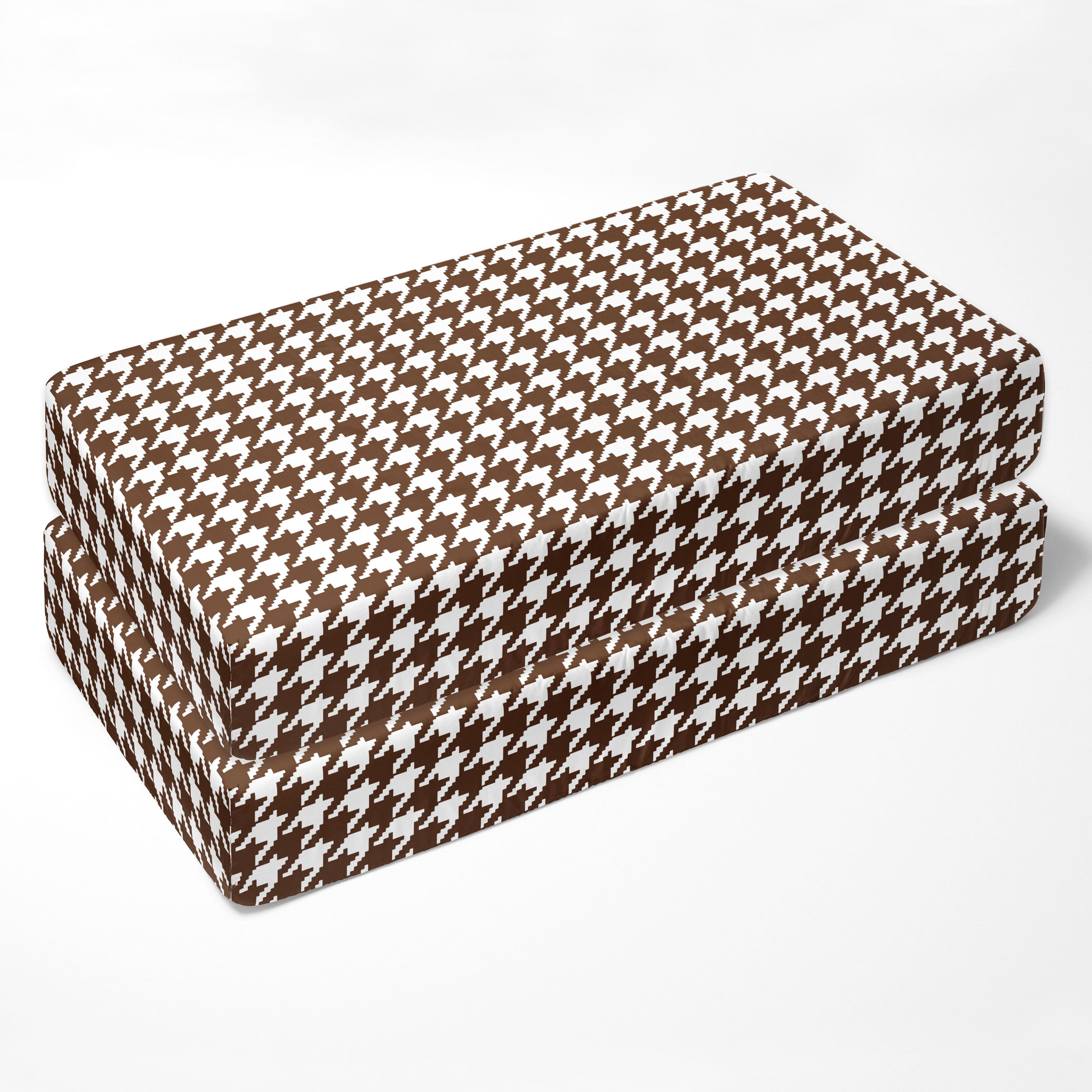 Crib or Toddler Bed Fitted Sheet 100% Cotton Percale, Dots Stripes Houndstooth Chocolate