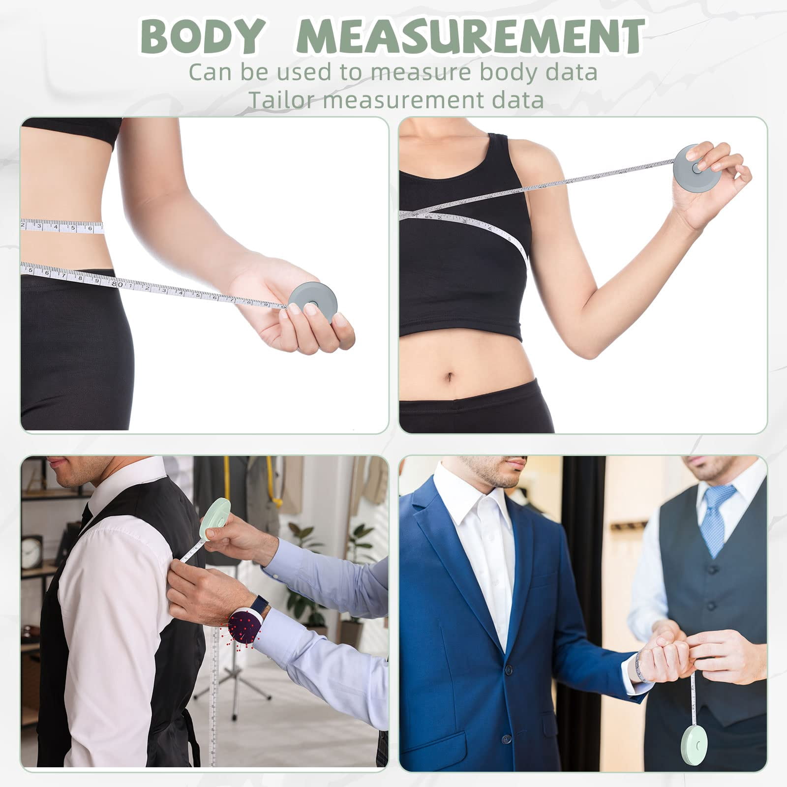 SINTOBIZZY 100pcs 60-Inch Soft Tailor Measuring Tape Retractable | Small Flexible Body Sewing Ruler, Dual-Sided Cloth Tape Measure for Sewing, Crafting, and Body Measurements