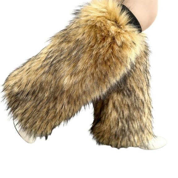 Yokua Women Faux Furs Leg Warmers Y2K Furry Fuzzy Leg Warmer Soft Boot Cuffs Cover
