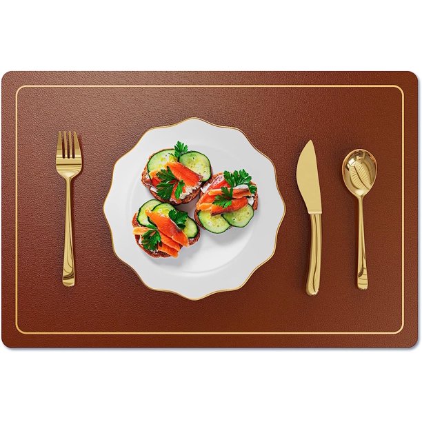 BEYCED Placemats Set of 4 Faux Leather Heat Resistant Placemats Oil