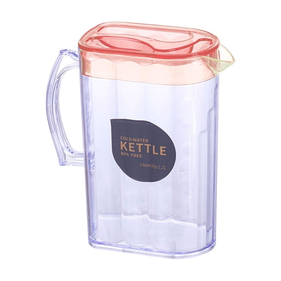 Gallickan Water Pitcher with Lid, 74 oz Clear Water Jug for Fridge, BPA-Free Plastic Juice Mixing Pitcher, Handles for Ice Tea Hot Cold Coffee Mix Drinks, Pink