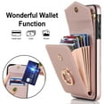 thumbnail image 3 of for iPhone 8 Plus / iPhone 7 Plus Wallet Case, Back Card Slots/Bag Magnetic Button Ring Holder Stand Cover with RFID Blocking Wrist Hand Strap Luxury PU Leather Anti-Shocks Case,Rosegold, 3 of 9