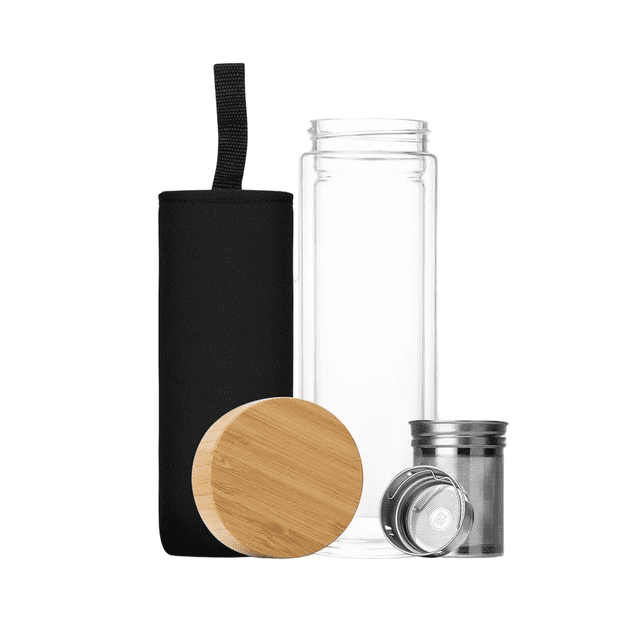 Termo Infusor Te De Vidrio Con Tapa Bambú Malubero Termo