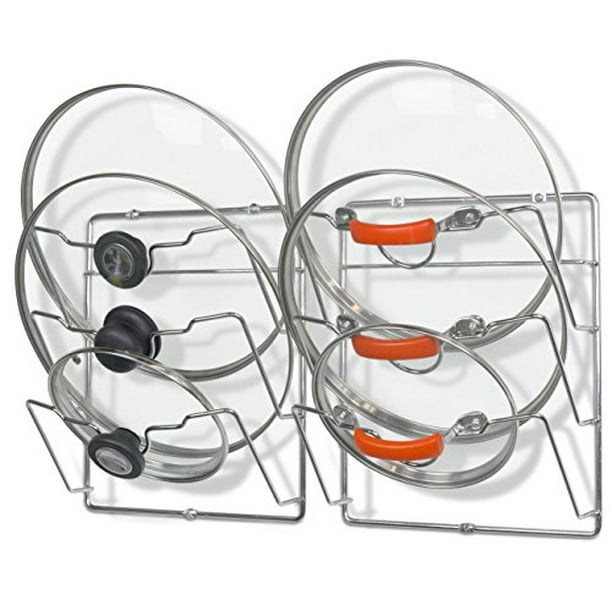 2 Pack Simplehouseware Wall Mount Pot Lid Organizer Rack, Chrome