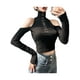thumbnail image 4 of Txlixc Blusa casual para mujer con hombros descubiertos, blusa de manga larga con cuello alto y gancho Txlixc  Moda, 4 of 9