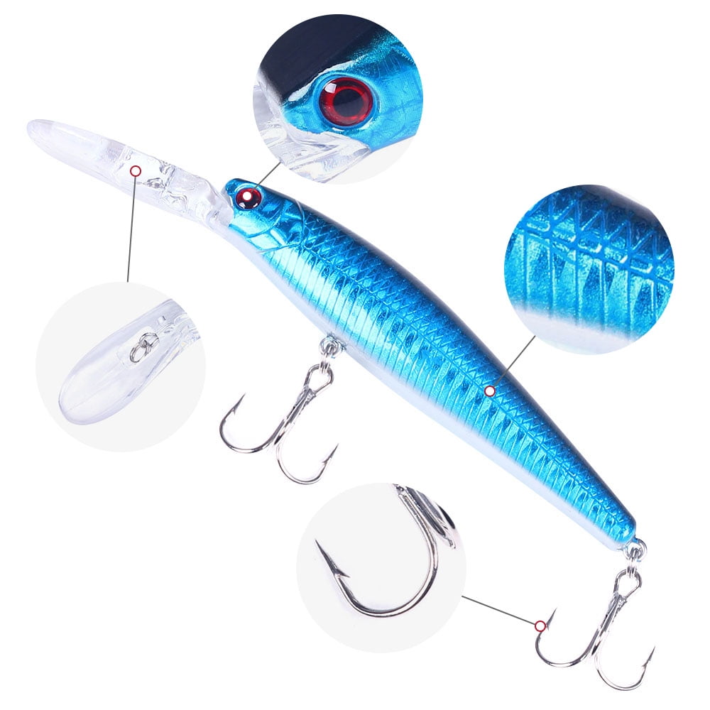 HENGJIA Minnow Bass Fishing Lures, Jerkbait Lure Set Hard Baits Crankbait for Catfish Walleye Trout Fishing Bait 4Pcs/kit,4.92'' 0.49oz