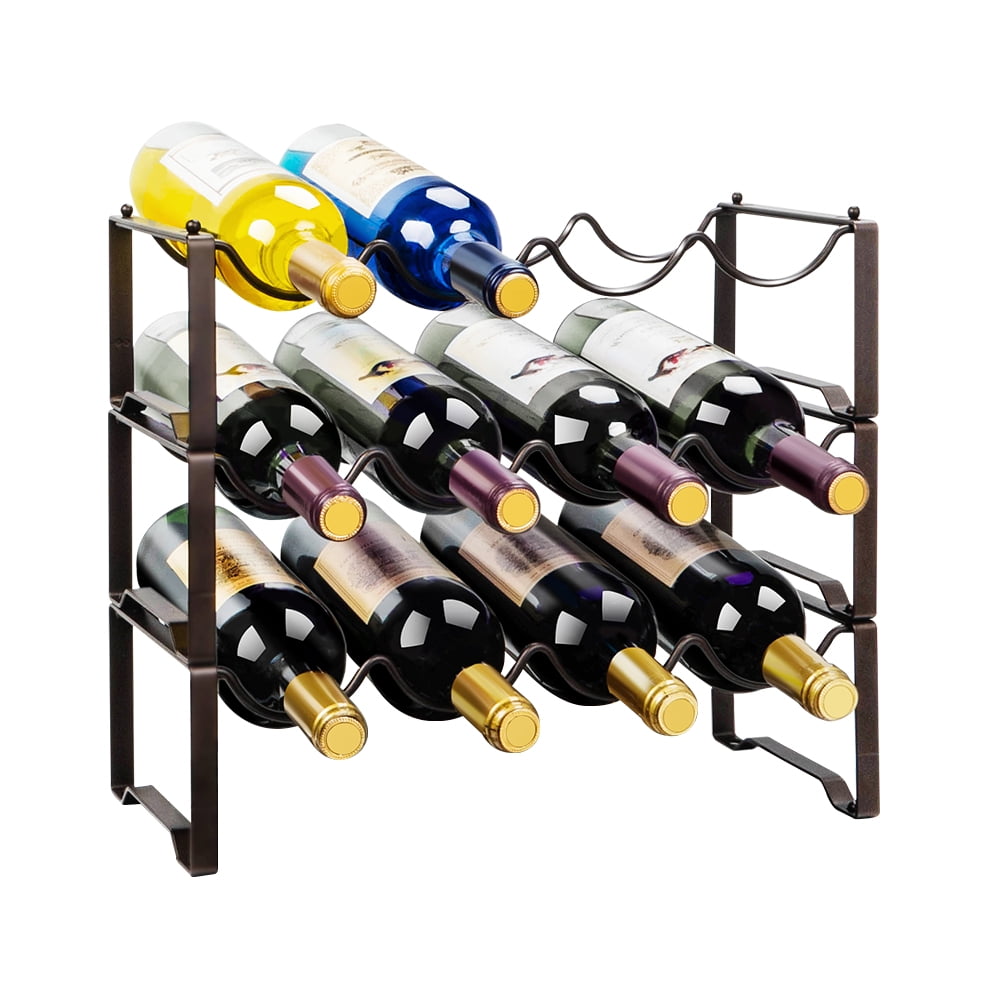3 Tier Stackable Wine Rack Freestanding Floor Wine Rack Kitchen