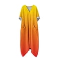 thumbnail image 5 of Gamivast Long Dresses for Women Oversized Baggy V Neck Long Sleeve Flowy Maxi Dress with Pockets Gradient Color Boho Dresses Casual Everyday Beach Dress, 5 of 7