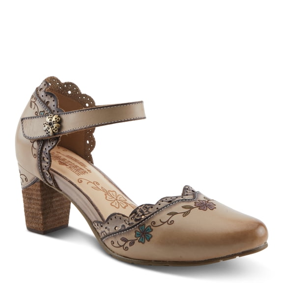 Spring Step L'Artiste Sayyes Mary Jane Heels | Baroque-Inspired Leather Pumps with Floral Embroidery