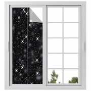 Starry Sky Window Privacy Film, Modern Black Abstract Dots Stars Aesthetic Static Cling UV Sun Blocking Heat Control Window Tint Day and Night, Non-Adhesive One Way Windows Privacy Cover 23.6''x59''