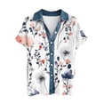 thumbnail image 5 of Craaazy Women's Casual Loose Floral Print Waffle Knit Collar Button Down Short Sleeve Top Breathable Lightweight Blouse, 5 of 5