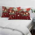 thumbnail image 3 of Christmas Plaid Pillow Covers, Linen Long Throw Pillow Case, Xams Tree Winter Poinsettia Pine Cones Holiday Pillow Protector Decorative Cushion Cover for Living Room/Bedroom 16" x 24", 3 of 8
