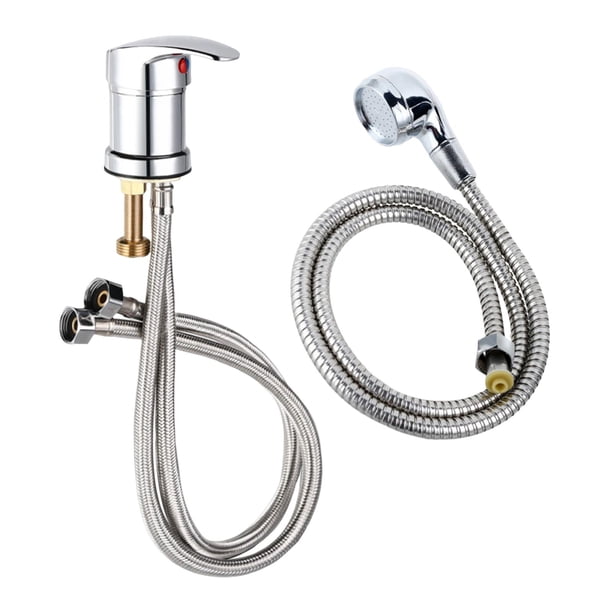 Kit de grifo y manguera de pulverización de 120 cm para lavabo de champú o unidad de retrolavado profesional con accesorios de control de agua fría y