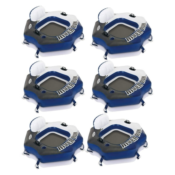 Flotador inflable para balsa con tubo Intex River Run para 1 persona, paquete de 6