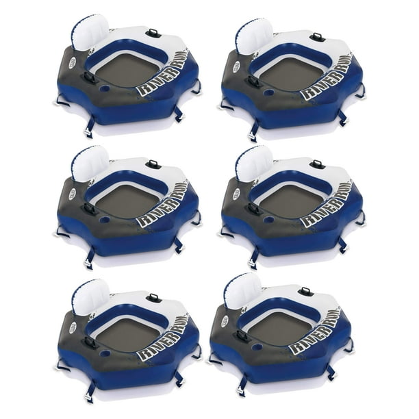 Flotador inflable para balsa con tubo Intex River Run para 1 persona, paquete de 6